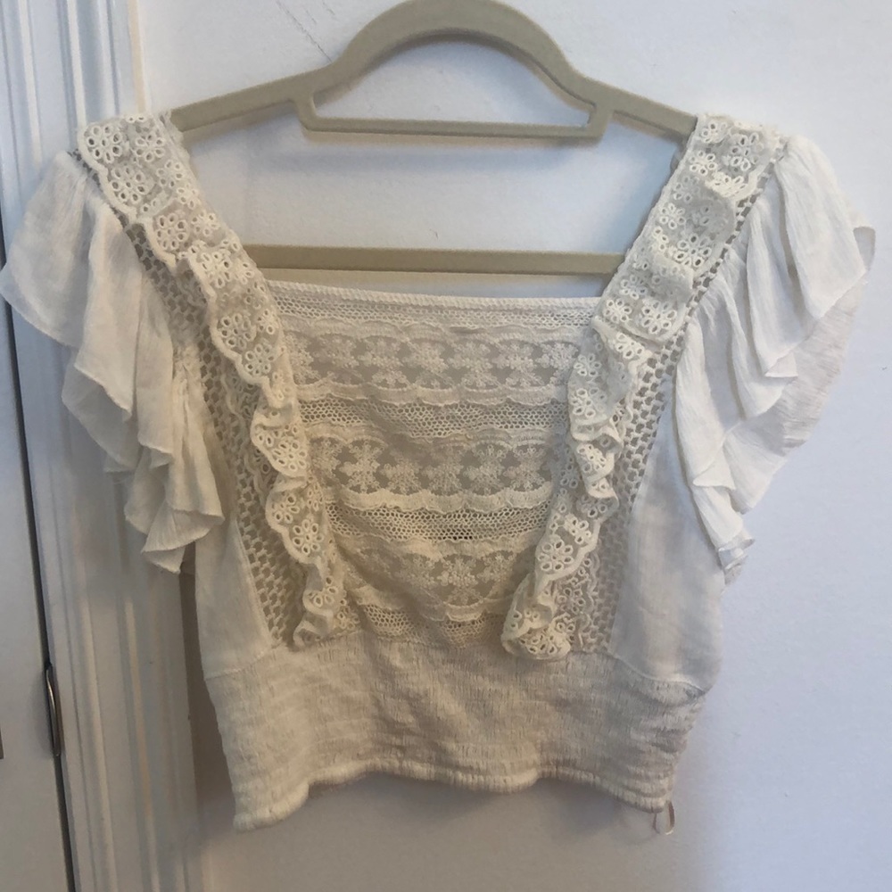 White lace crochet crop top